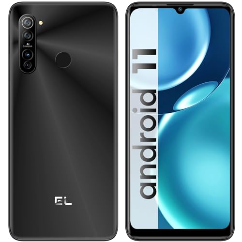 EL X70 Android 11 Smartphone ohne Vertrag Günstig, 6,52 Zoll HD+ Display 4000mAh, 8M Kamera, 3GB + 32GB ROM, Dual Simlockfreie Handys Fingerabdruck/Type-C/GPS-Schwarz von EL