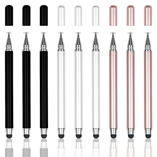 ELANE 9 Stück Tablet Stylus Pens für iPad Kapazitive Stylus Pens 2 in 1 Disc & Silikon Stylus Pens Suit für iPad/iPhone/Pro/Android/Chromebook von ELANE
