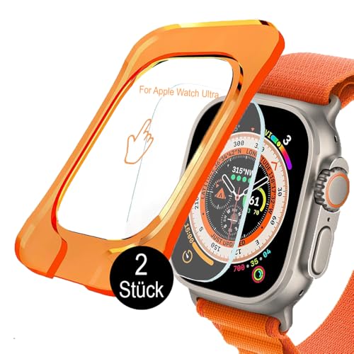 ELANOX 2 x Schutzglas für Apple Watch Ultra 1 2 mit 49 mm Displayschutzfolie Schutzfolie 9H Tempered Glass Screen Protector mit Ausrichtungskit Autoinstallation (2 St. ScreenProtector Ultra/Ultra2) von ELANOX