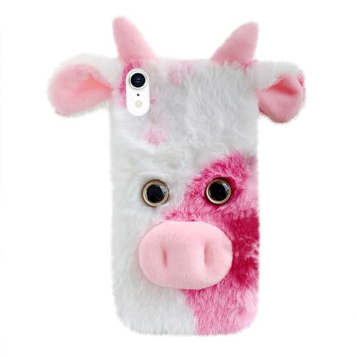 ELAYARD 1Stück Kawaii Plüsch Kuh Smartphone Hülle für rutschfest Kratzfest mit Präzisen Aussparungen Leicht zu Installieren Telefonschutz von ELAYARD