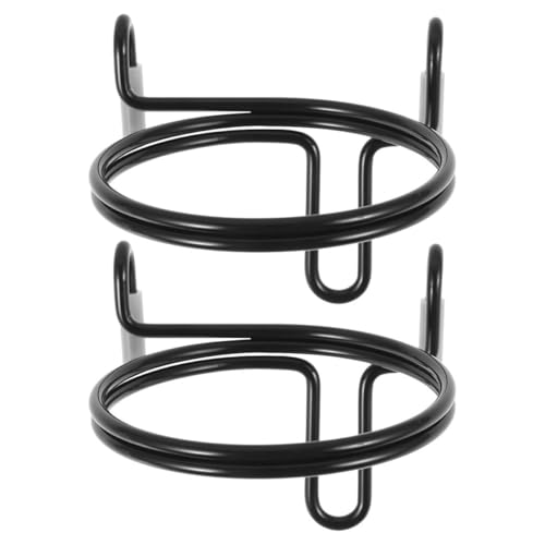 ELAYARD 2 Stück Getränkehalter Für Den Einkaufswagen Strohhalter Für Theke Pflanzenhalterring Getränkehalter-organizer Wasserbecherhalter Poolbar Black Kohlenstoffstahl Wiederverwendbar von ELAYARD