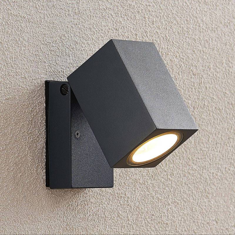 ELC Außenwandstrahler Nogita, Aluminium, grau, 10 cm, GU10 von ELC
