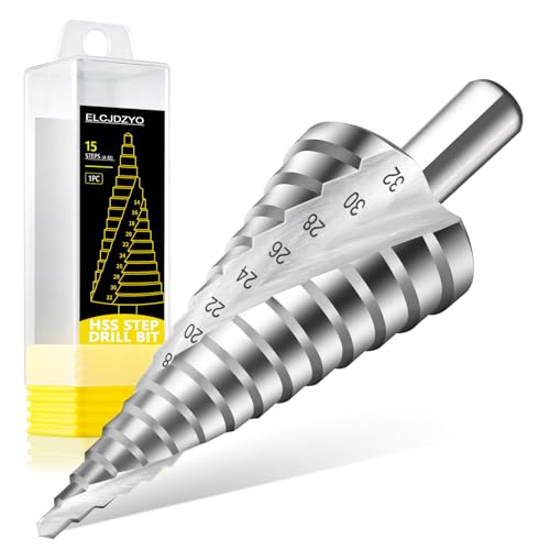 ELCJDZYO Stufenbohrer, Schälbohrer HSS Ø4-32mm, Kegelbohrer mit 15 Stufen, Metallbohrer ideal für Holz, Baustahl, NE Metall und Kunststoffe ELCJDZYO Stufenbohrer, Schälbohrer HSS Ø4-32mm, Kegelbohrer mit 15 Stufen, Metallbohrer ideal für Holz, Baustahl, NE Metall und Kunststoffe von ELCJDZYO