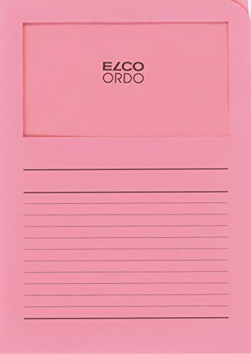 ELCO 73695.51 Ordo classico Verpackung mit 10 Dokumentenhülle aus Papier mit Linienaufdruck, 220x310, 120g, rosa, Fenster: ja von ELCO