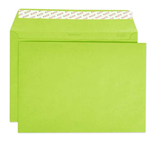 Elco 24095.62 Color Box mit Deckel und 200 Briefumschläge/Versandtasche, Haftklebeverschluss, C4, 120g, intensiv-grün, Fenster: nein von ELCO