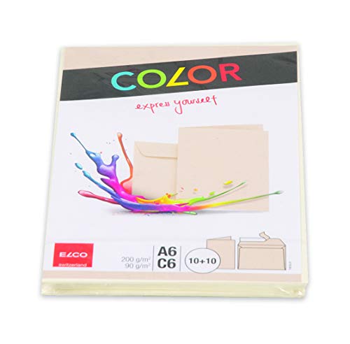 Elco Color Set 74834.41 Karte mit Kuvert, Bund mit je 10 Stück C690/200Gchamois von ELCO