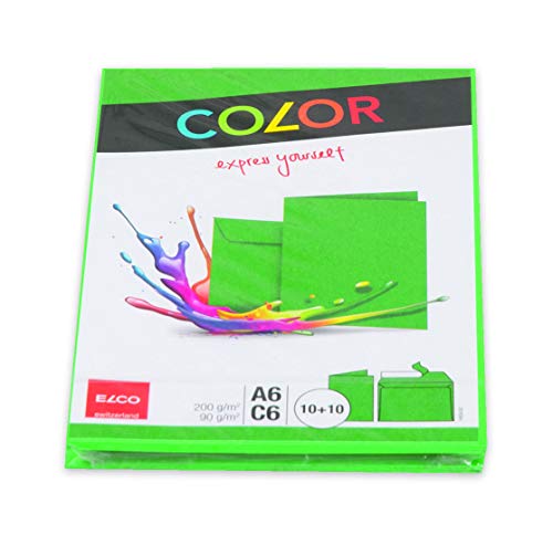 Elco Color Set 74834.62 Karte mit Kuvert, Bund mit je 10 Stück C6 90/200g grün von ELCO