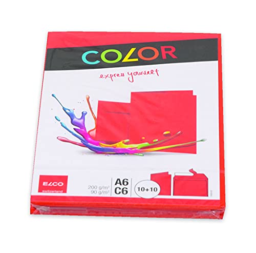 Elco Color Set 74834.92 Karte mit Kuvert, Bund mit je 10 Stück C6 90g/200g rot von ELCO