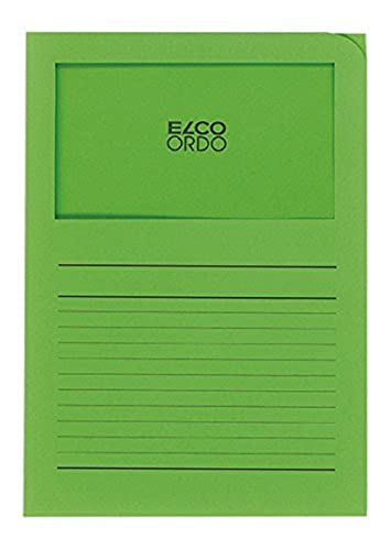 Elco Ordo Classico Papier-Organisationsmappen 220 x 310 mm 120 g/m² mit Aufdruck und Sichtfenster 180 x 100 mm Karton à 100 Stück leuchtend grün von ELCO