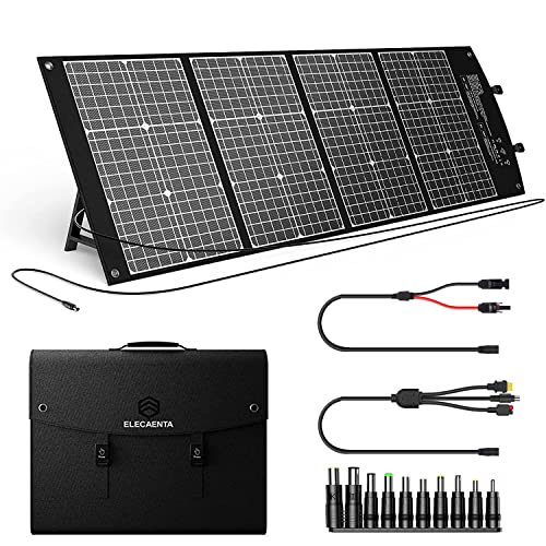 ELECAENTA 120W Faltbar ETFE Solarpanel Tragbarer Monokristallinem Solar Ladegerät Typ-C PD45W USB QC3.0 DC-XT60/Anderson Wasserdicht für Solargenerator Powerstation Van Outdoor Camping von ELECAENTA