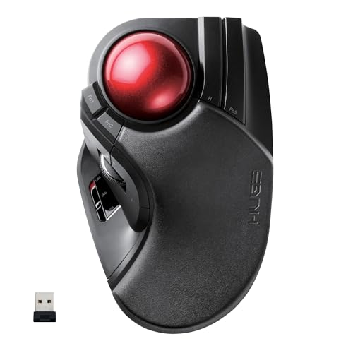 ELECOM 2,4 GHz kabellose Fingerbedienung, große Trackball-Maus, 8-Tasten-Funktion mit glatter Tracking, präziser optischer Gaming-Sensor, Handballenauflage (M-HT1DRBK) von ELECOM