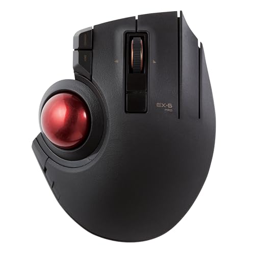 ELECOM Kabellose Bluetooth-Trackball-Maus mit Daumenbetrieb, 8-Tasten-Funktion mit reibungsloser Verfolgung, präziser optischer Gaming-Sensor (M-XPT1MRXBK) schwarz von ELECOM