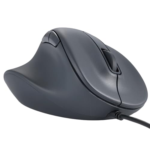 ELECOM Linkshänder-Maus mit Kabel, ergonomischer Form, leises Klicken, 2000 DPI, 5 Tasten, optischer Sensor, kompatibel mit PC, Mac, Laptop, EX-G, Größe XL, Schwarz (M-XGXL31UBSKBK) von ELECOM