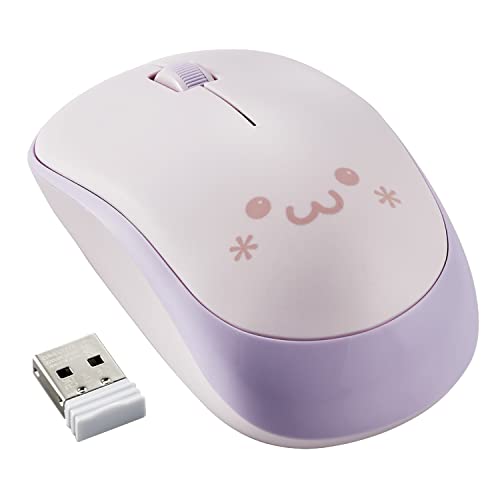 ELECOM Niedliche Maus, 2,4 GHz, USB, kabellos, beidhändiges Design, leises Klicken, leicht, tragbar, mädchenhafte rosa lila Computermäuse, Plug-and-Play, Mädchen und Kinder, für PC, Laptop, Windows von ELECOM