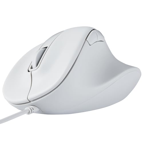 ELECOM Wired USB Ergonomic Shape Mouse, Silent Click, Right Hand, 2000DPI, 5 Buttons, Optocal Sensor, Compatible with PC, Mac, Laptop, EX-G, XLsize White (M-XGXL30UBSKWH) von ELECOM