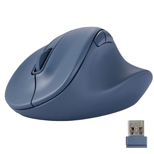 ELECOM Wireless Ergonomic Shape Mouse, 2.4GHz with Mini USB Receiver, Silent Click, Right Hand 2000DPI, 5 Buttons, Optocal Sensor, Compatible with PC, Mac, Laptop, EX-G, XLsize Blue (M-XGXL30DBSKBU) von ELECOM