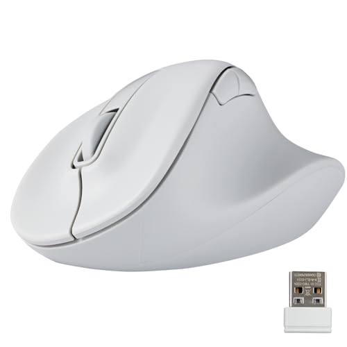 ELECOM Wireless Ergonomic Shape Mouse, 2.4GHz with Mini USB Receiver, Silent Click, Right Hand 2000DPI, 5 Buttons, Optocal Sensor, EX-G, Lsize White (M-XGL30DBSKWH) von ELECOM