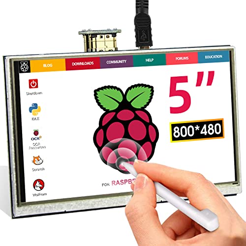 ELECROW Für Raspberry Pi Display, 5-Zoll Touchscreen Monitor Auflösung 800x480 TFT LCD Mini Monitor für Raspberry Pi, BB Black, Banana Pi, Win 7 8 10, Jetson Nano von ELECROW