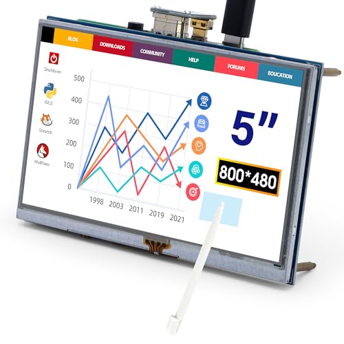 ELECROW Für Raspberry Pi Display, 5-Zoll Touchscreen Monitor Auflösung 800x480 TFT LCD Mini Monitor für Raspberry Pi, BB Black, Banana Pi, Win 7 8 10, Jetson Nano von ELECROW