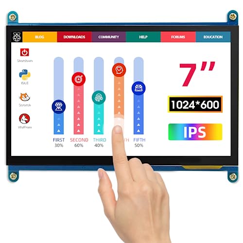 ELECROW Monitor Display Anzeigen IPS Bildschirm-7 Zoll 1024X600 HD TFT LCD mit Touchscreen für Himbeere Raspberry Pi B + / 2B Raspberry Pi 3 Windows 10/8.1/8/7 von ELECROW