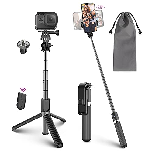 Selfie Stick Stativ, Selfiestick mit Bluetooth Fernbedienung Aluminium Selfie-Stange Selfie Stab erweiterbar für iPhone 12/11 Max XS X Samsung S9 Action Kamera Hauwei P30 Android(4-6.5 Zoll) von ELECTRIC GIANT