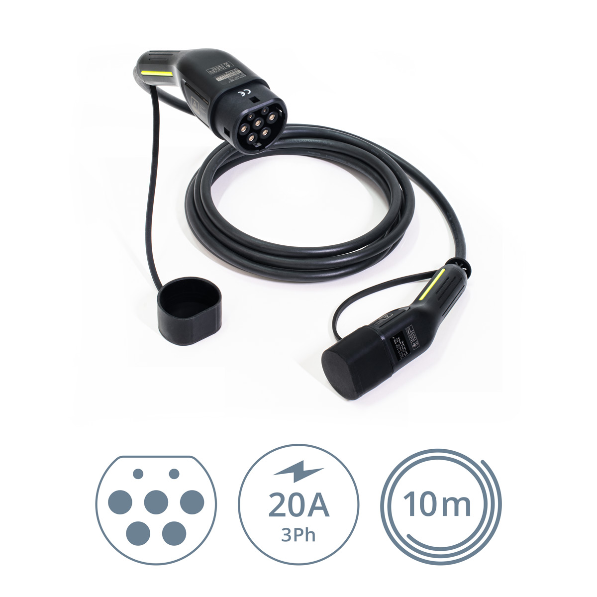 Ladekabel Typ2 | 11kW | 20A | 3-phasig | Mode 3 | glatt | black Edition Ladekabel Typ2 | 11kW | 20A | 3-phasig | Mode 3 | glatt | black Edition von ELECTRIC-WAYS