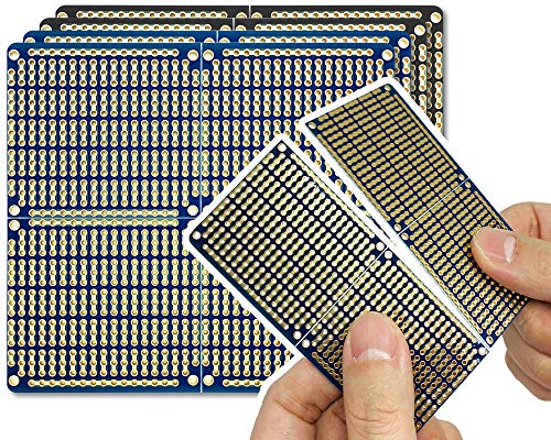 ELECTROCOOKIE PCB Prototype Board schnappbare Streifen-Board mit stromschienen für arduino und DIY Electronics, vergoldet, 3,8 "x3.5 (4-Pack, 2blue + 2black) von ELECTROCOOKIE