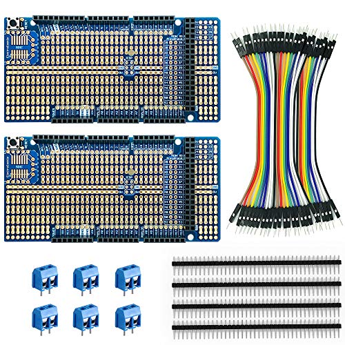 ELECTROCOOKIE arduino mega Prototyp Schild Board bausatz, stapelbare DIY erweiterung Proto PCB für arduino mega 2560 r3 (2-Pack) von ELECTROCOOKIE