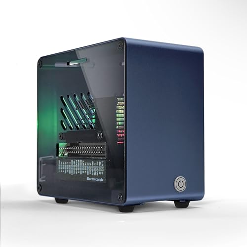 ElectroCookie Raspberry Pi 5 Gehäuse, Aluminium-Mini-Tower-Gehäuse mit Lüfter und farbwechselndem Umgebungslicht (blau) von ELECTROCOOKIE