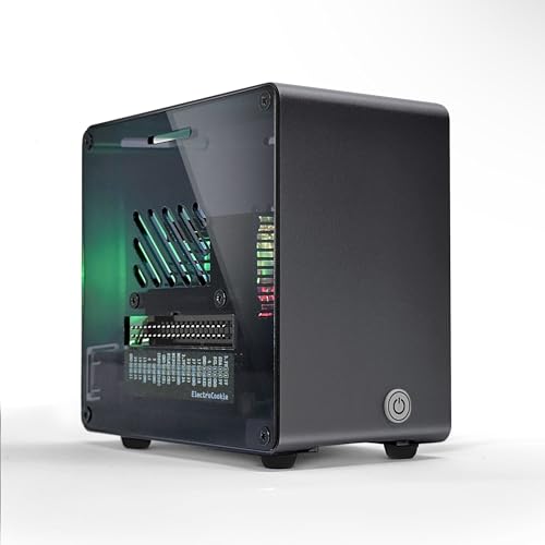 ElectroCookie Raspberry Pi 5 Gehäuse, Aluminium-Mini-Tower-Gehäuse mit Lüfter und farbwechselndem Umgebungslicht (schwarz) von ELECTROCOOKIE