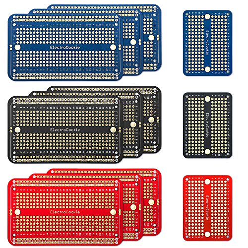 ElectroCookie solderable brotschneidebrett PCB Board für arduino und Elektronik projekte, vergoldet (9 Pack + 3 Mini, Multicolor-Packung) von ELECTROCOOKIE
