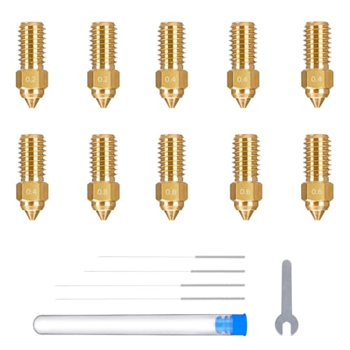 ELEGOO 10pcs Multi Größe Düsen für Neptune 4 und Neptune 4 Pro 3D Drucker, Messing Hotend Düsen 0.2/0.4/0.6/0.8mm mit Reinigungs-Kits ELEGOO 10pcs Multi Größe Düsen für Neptune 4 und Neptune 4 Pro 3D Drucker, Messing Hotend Düsen 0.2/0.4/0.6/0.8mm mit Reinigungs-Kits von ELEGOO