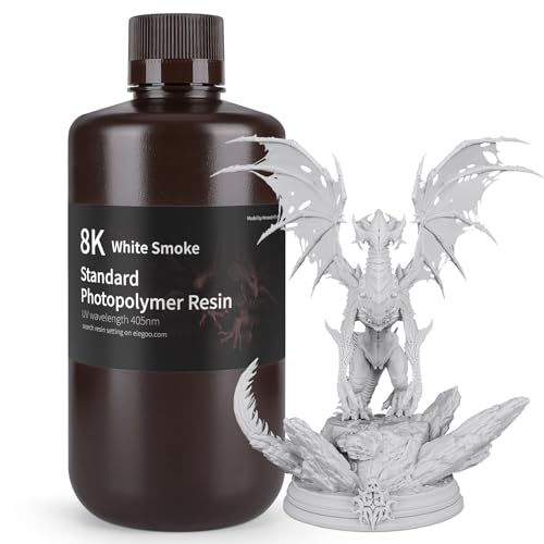 ELEGOO 3D Drucker Resin 8K Standard Rigid Photopolymer Resin, 405nm UV-Härtendes Rapid Harz am Besten für 8K/9K/12K LCD 3D Drucker,1000g Weiß Rauchig ELEGOO 3D Drucker Resin 8K Standard Rigid Photopolymer Resin, 405nm UV-Härtendes Rapid Harz am Besten für 8K/9K/12K LCD 3D Drucker,1000g Weiß Rauchig von ELEGOO