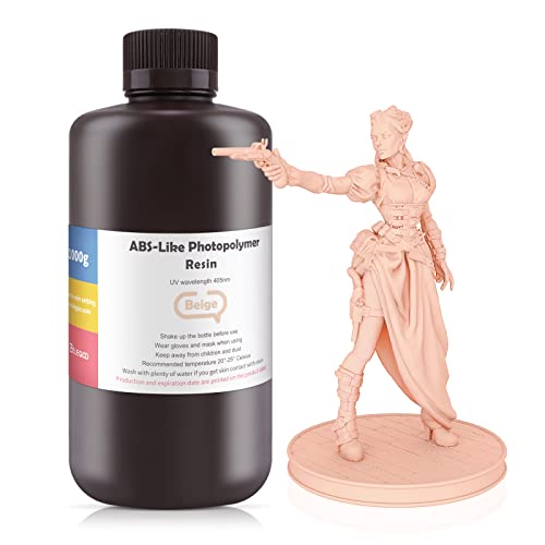 ELEGOO 405nm ABS-Like Resin, LCD UV Rapid Resin Hohe Präzision, Nicht Spröde, Nicht Giftig für LCD/DLP 3D Drucker Photopolymer Resin 1000g Beige von ELEGOO