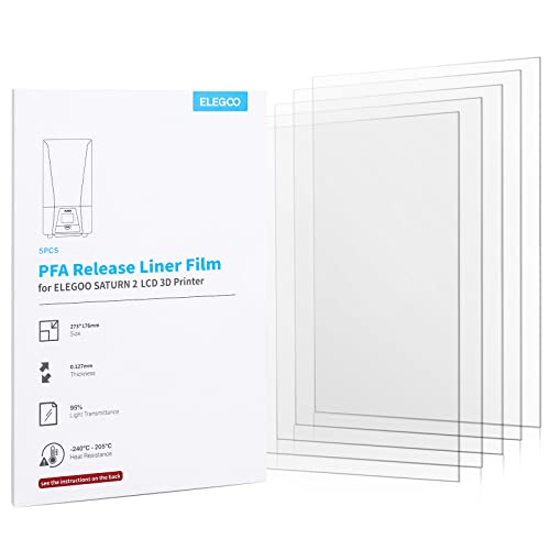 ELEGOO 5PCS Release Liner Film, PFA Release Liner für Saturn 2 LCD 3D Drucker 273 x 176 mm, 0,127 mm Dicke mit stärkerer Trennfunktion und 95% Lichtdurchlässigkeit von ELEGOO