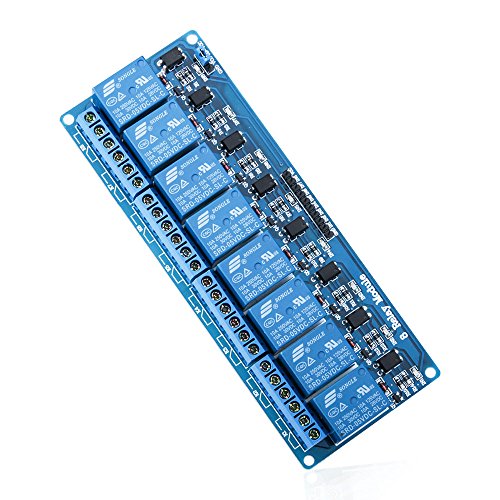 ELEGOO 8 Kanal DC 5V Relaismodul mit Optokoppler für Arduino UNO R3 1280 DSP ARM PIC AVR STM32, Blau von ELEGOO