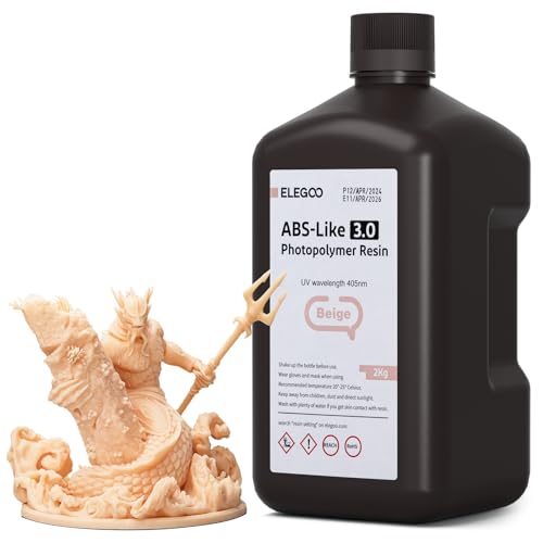 ELEGOO ABS-Like 3.0 3D Drucker Resin Beige 2000g, 405nm UV-Härtendes 3D Printer Harz mit Hoher Zugfestigkeit und Biegefestigkeit für MSLA/LCD/DLP 3D Drucker von ELEGOO