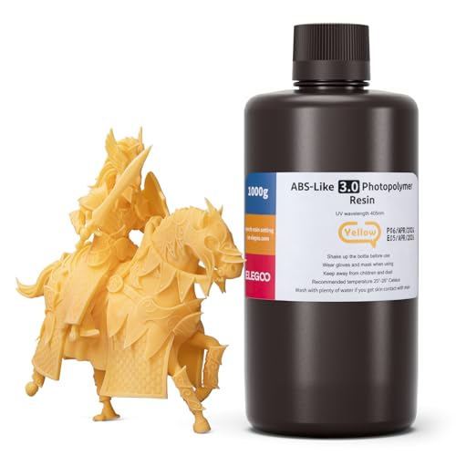 ELEGOO ABS-Like 3.0 3D Drucker Resin Gelb 1000g, 405nm UV-Härtendes 3D Printer Harz mit Hoher Zugfestigkeit und Biegefestigkeit für MSLA/LCD/DLP 3D Drucker von ELEGOO