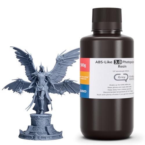 ELEGOO ABS-Like 3.0 3D Drucker Resin Grau 500g, 405nm UV-Härtendes 3D Printer Harz mit Hoher Zugfestigkeit und Biegefestigkeit für MSLA/LCD/DLP 3D Drucker von ELEGOO