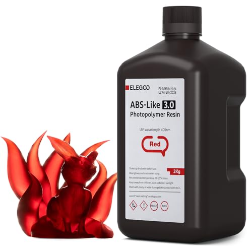 ELEGOO ABS-Like 3.0 3D Drucker Resin Klarrot 2000g, 405nm UV-Härtendes 3D Printer Harz mit Hoher Zugfestigkeit und Biegefestigkeit für MSLA/LCD/DLP 3D Drucker ELEGOO ABS-Like 3.0 3D Drucker Resin Klarrot 2000g, 405nm UV-Härtendes 3D Printer Harz mit Hoher Zugfestigkeit und Biegefestigkeit für MSLA/LCD/DLP 3D Drucker von ELEGOO