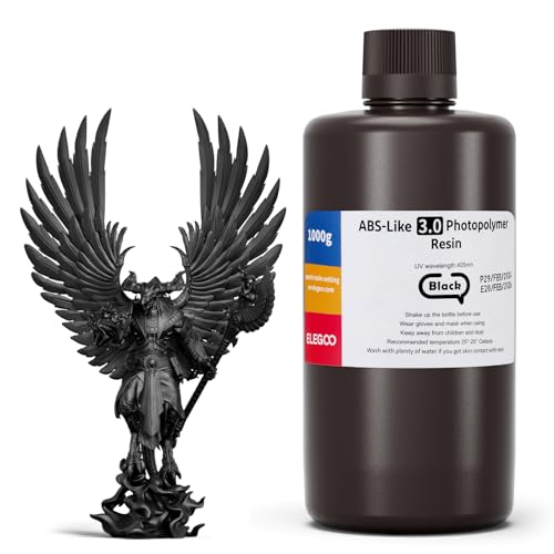 ELEGOO ABS-Like 3.0 3D Drucker Resin Schwarz 1000g, 405nm UV-Härtendes 3D Printer Harz mit Hoher Zugfestigkeit und Biegefestigkeit für MSLA/LCD/DLP 3D Drucker von ELEGOO