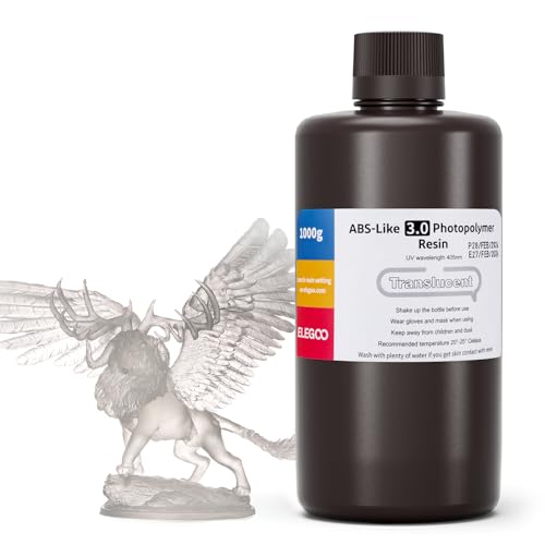 ELEGOO ABS-Like 3.0 3D Drucker Resin Transluzent 1000g, 405nm UV-Härtendes 3D Printer Harz mit Hoher Zugfestigkeit und Biegefestigkeit für MSLA/LCD/DLP 3D Drucker von ELEGOO