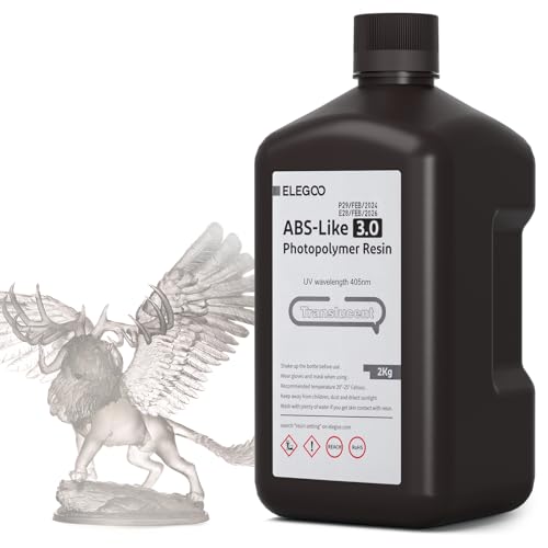 ELEGOO ABS-Like 3.0 3D Drucker Resin Transluzent 2000g, 405nm UV-Härtendes 3D Printer Harz mit Hoher Zugfestigkeit und Biegefestigkeit für MSLA/LCD/DLP 3D Drucker von ELEGOO