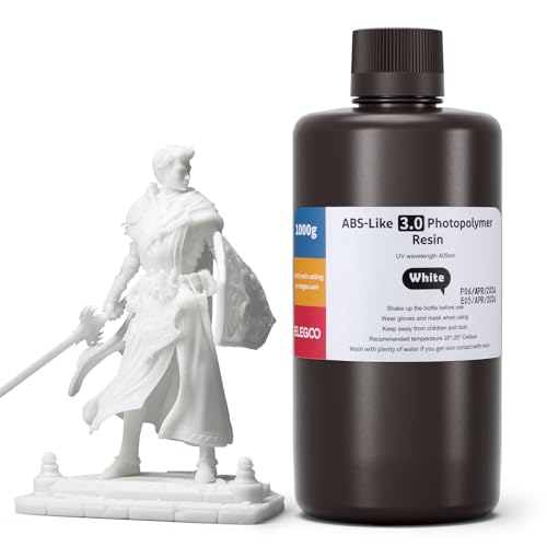 ELEGOO ABS-Like 3.0 3D Drucker Resin Weiß 1000g, 405nm UV-Härtendes 3D Printer Harz mit Hoher Zugfestigkeit und Biegefestigkeit für MSLA/LCD/DLP 3D Drucker von ELEGOO