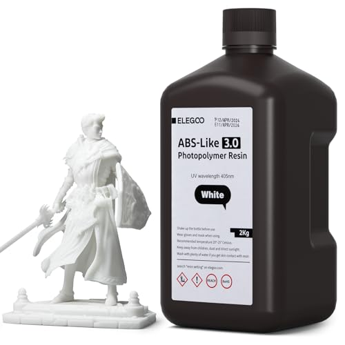 ELEGOO ABS-Like 3.0 3D Drucker Resin Weiß 2000g, 405nm UV-Härtendes 3D Printer Harz mit Hoher Zugfestigkeit und Biegefestigkeit für MSLA/LCD/DLP 3D Drucker ELEGOO ABS-Like 3.0 3D Drucker Resin Weiß 2000g, 405nm UV-Härtendes 3D Printer Harz mit Hoher Zugfestigkeit und Biegefestigkeit für MSLA/LCD/DLP 3D Drucker von ELEGOO
