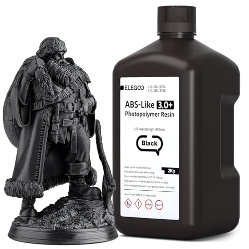 ELEGOO ABS-Like 3.0 Plus 3D Drucker Resin Schwarz 2000g, Hohe Hitzebeständigkeit 3D-Drucker Harz, Niedrigere Viskosität und Schrumpfung, 405nm LCD-UV-Aushärtung für MSLA/LCD/DLP 3D-Drucker ELEGOO ABS-Like 3.0 Plus 3D Drucker Resin Schwarz 2000g, Hohe Hitzebeständigkeit 3D-Drucker Harz, Niedrigere Viskosität und Schrumpfung, 405nm LCD-UV-Aushärtung für MSLA/LCD/DLP 3D-Drucker von ELEGOO