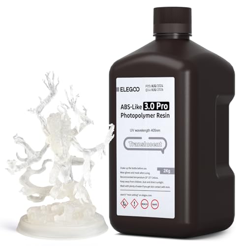 ELEGOO ABS-Like 3.0 Pro Resin Transluzent 2000g, Aufgerüstetes 3D-Drucker Harz für höhere Hitze- und Kratzfestigkeit, Kompatibel mit den meisten MSLA/LCD/DLP-Lichtaushärtungs-3D-Druckern ELEGOO ABS-Like 3.0 Pro Resin Transluzent 2000g, Aufgerüstetes 3D-Drucker Harz für höhere Hitze- und Kratzfestigkeit, Kompatibel mit den meisten MSLA/LCD/DLP-Lichtaushärtungs-3D-Druckern von ELEGOO