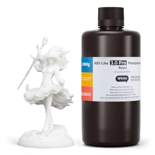 ELEGOO ABS-Like 3.0 Pro Resin Weiß 1000g, Aufgerüstetes 3D-Drucker Harz für höhere Hitze- und Kratzfestigkeit, Kompatibel mit den meisten MSLA/LCD/DLP-Lichtaushärtungs-3D-Druckern ELEGOO ABS-Like 3.0 Pro Resin Weiß 1000g, Aufgerüstetes 3D-Drucker Harz für höhere Hitze- und Kratzfestigkeit, Kompatibel mit den meisten MSLA/LCD/DLP-Lichtaushärtungs-3D-Druckern von ELEGOO