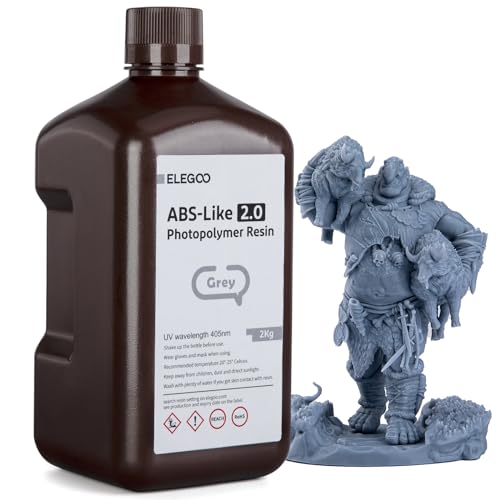 ELEGOO ABS-Like 3D Drucker Resin 2.0 405nm UV-härtendes Photopolymer Harz für LCD 3D Drucker Grau 2000g von ELEGOO