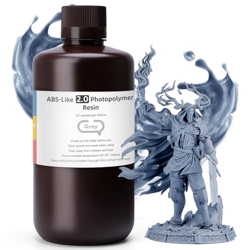 ELEGOO ABS-Like Resin 2.0 1000g Grau, 405nm LCD UV 3D Resin 3D Printer Resin 3D Drucker Resin für LCD/DLP/SLA Resin 3D Drucker von ELEGOO